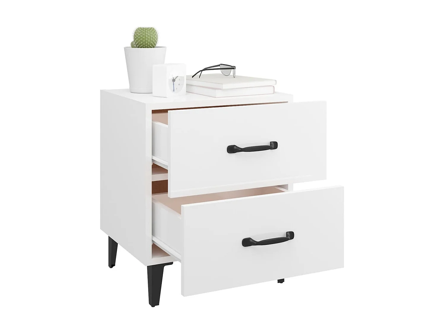 Nachtkastje Glanzend wit 40x35x47,5 cm