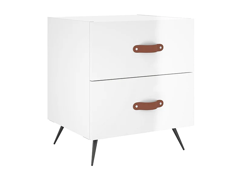 Comodino bianco lucido 40x35x47,5 cm in MDF