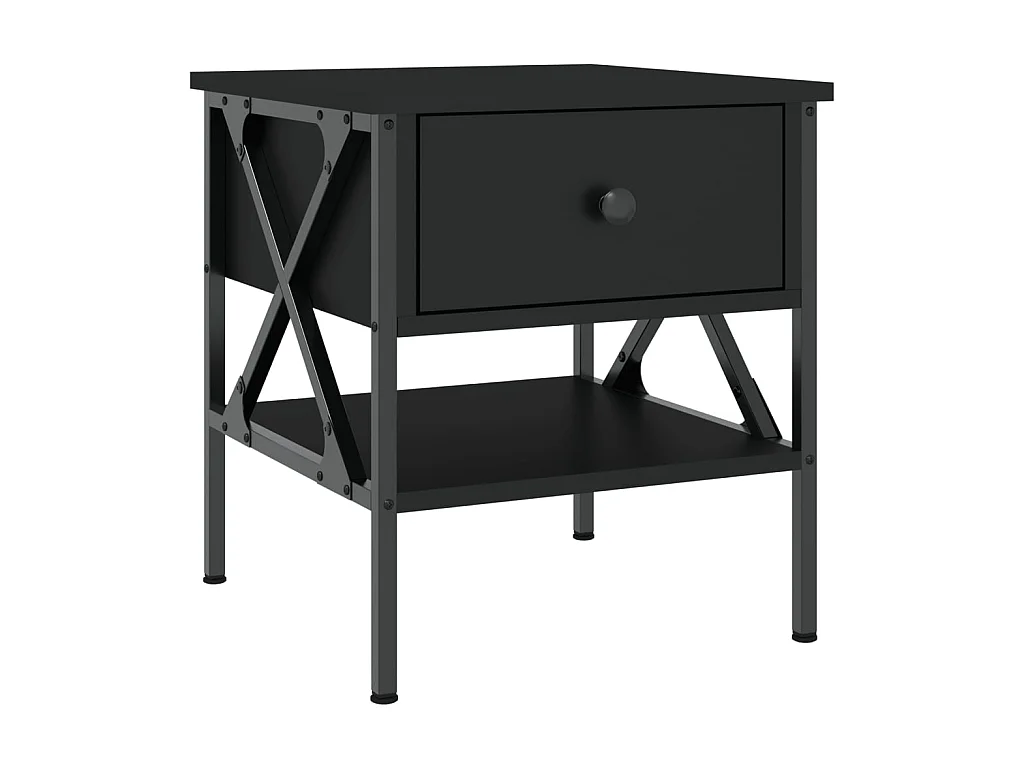 Comodino nero 40x42x45 cm in derivati del legno