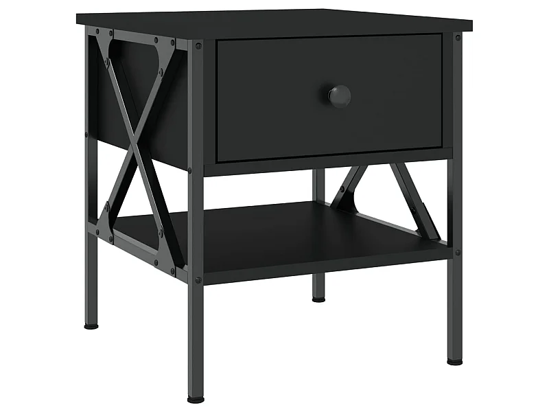 Table de chevet noir 40x42x45 cm bois d’ingénierie