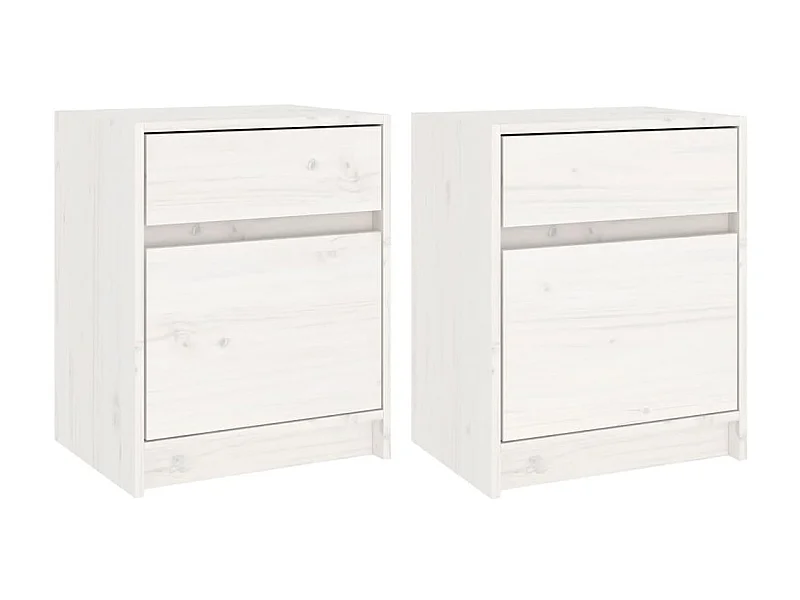 Mesitas de noche 2 uds Blanco 40x31x50 cm Madera maciza de pino
