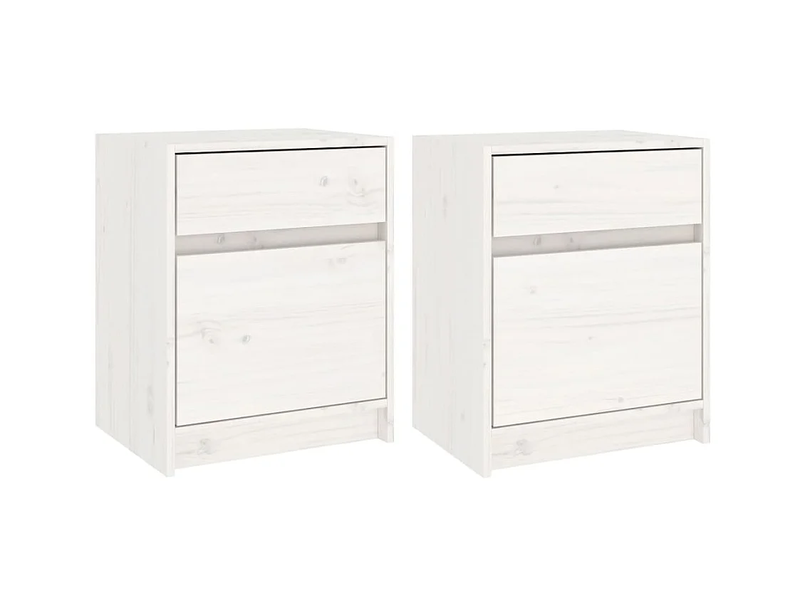 Comodini 2 pz Bianco 40x31x50 cm Legno di pino massiccio