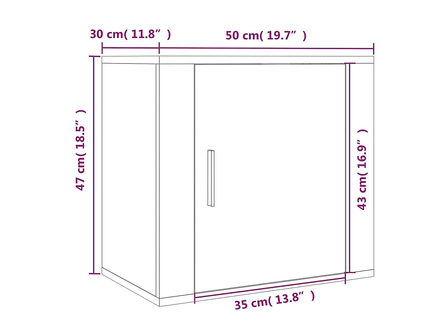 Table de chevet murale Chêne fumé 50x30x47 cm
