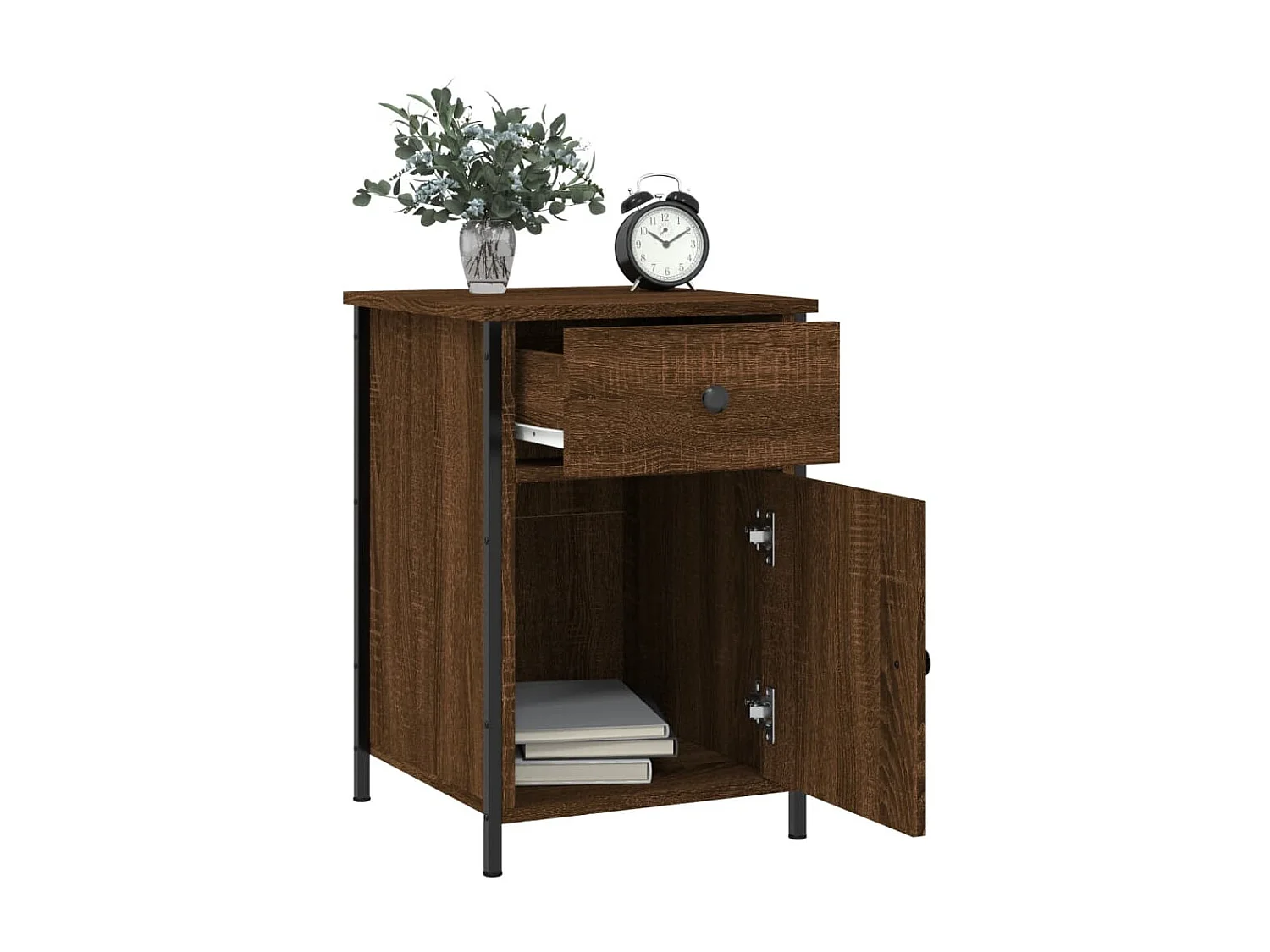 Nachttisch aus brauner Eiche, 40 x 42 x 60 cm, Holzwerkstoff