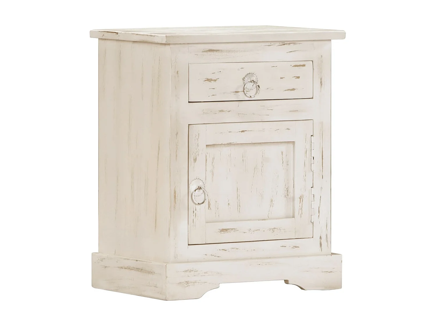 Comodino Bianco 40 x 30 x 50 cm Legno massello di mango