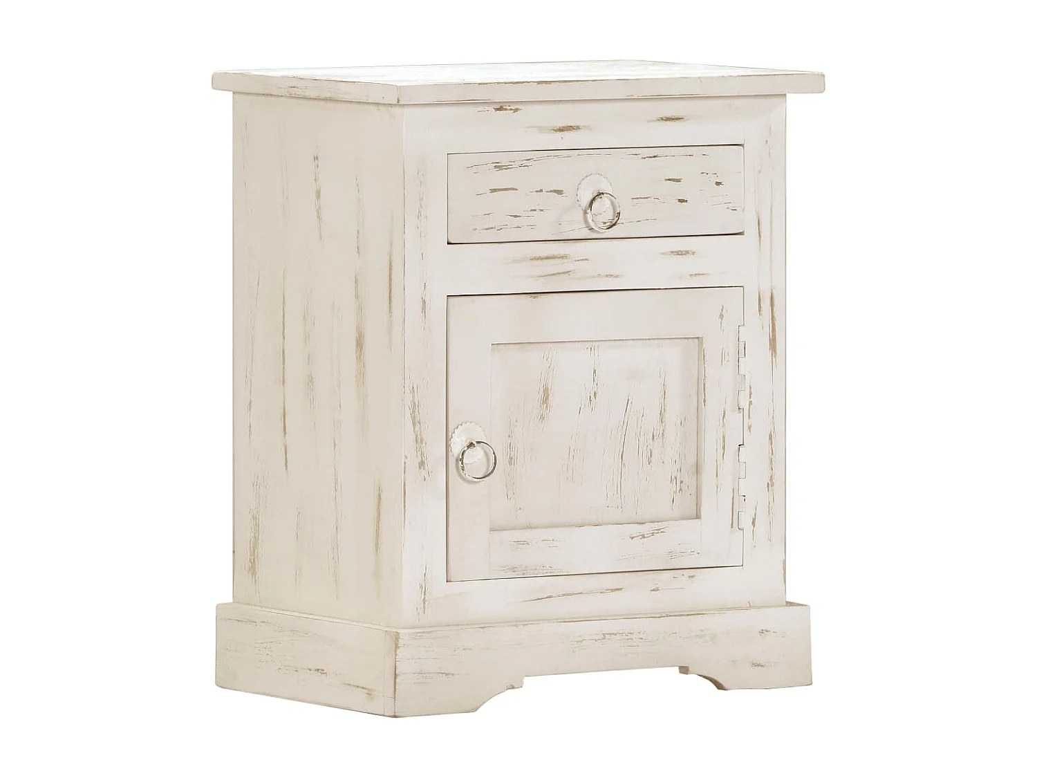 Comodino Bianco 40 x 30 x 50 cm Legno massello di mango