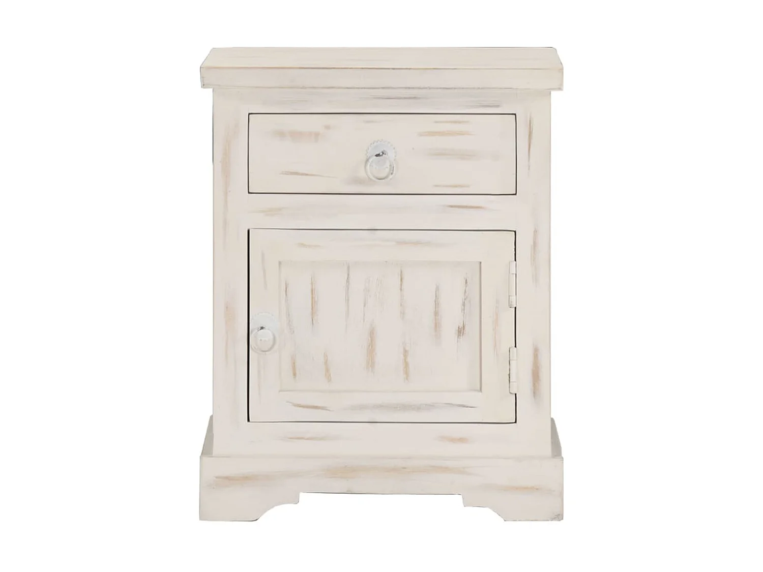 Comodino Bianco 40 x 30 x 50 cm Legno massello di mango