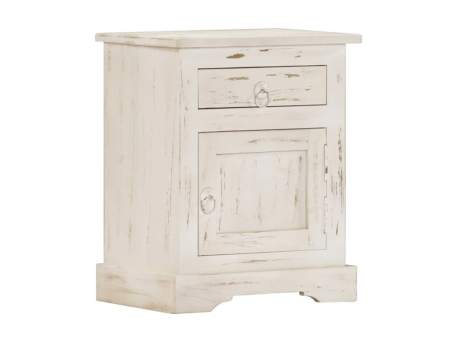 Comodino Bianco 40 x 30 x 50 cm Legno massello di mango