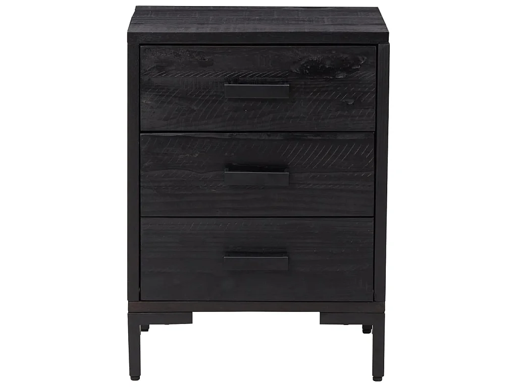 Mesa de cabeceira preta 40x30x55 cm Madeira maciça de pinho