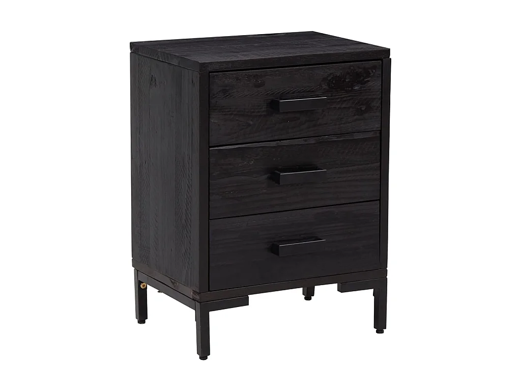 Table de chevet Noir 40x30x55 cm Bois de pin massif