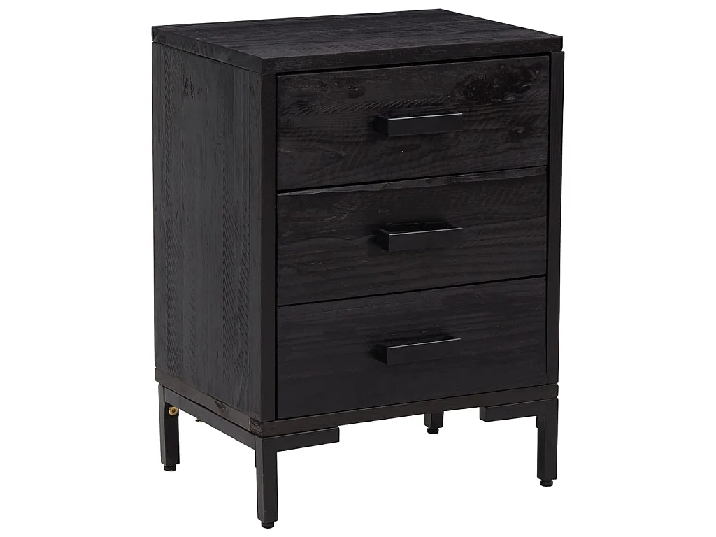 Table de chevet Noir 40x30x55 cm Bois de pin massif