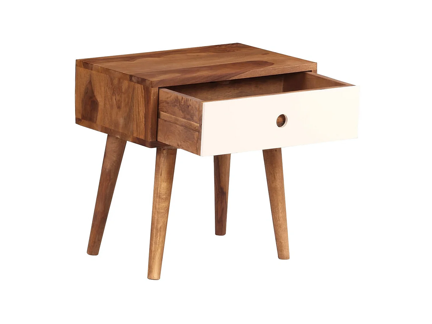 Mesa de cabeceira em madeira de sheesham maciça 45 x 30 x 45 cm