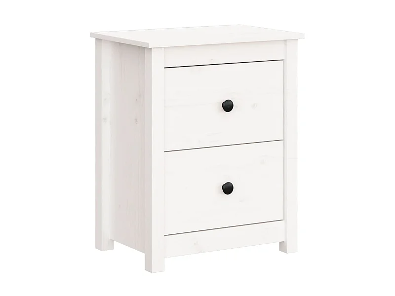 Comodino Bianco 50x35x61,5 cm Legno di pino massiccio