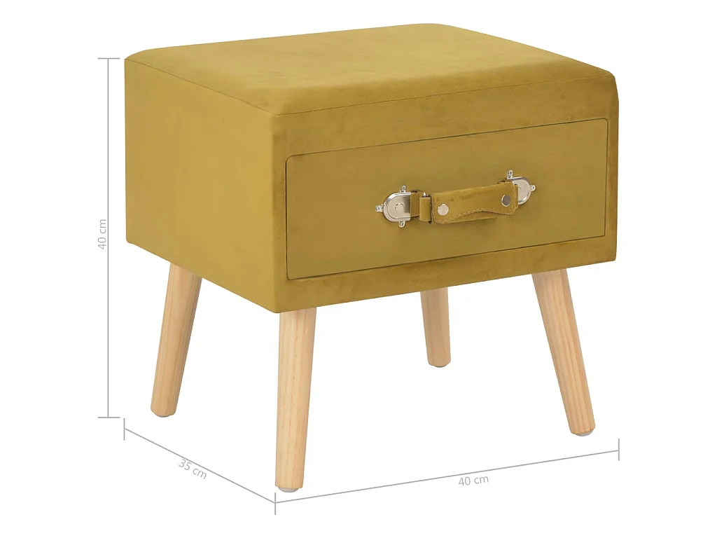 Comodini 2 pz Senape 40x35x40 cm Velluto