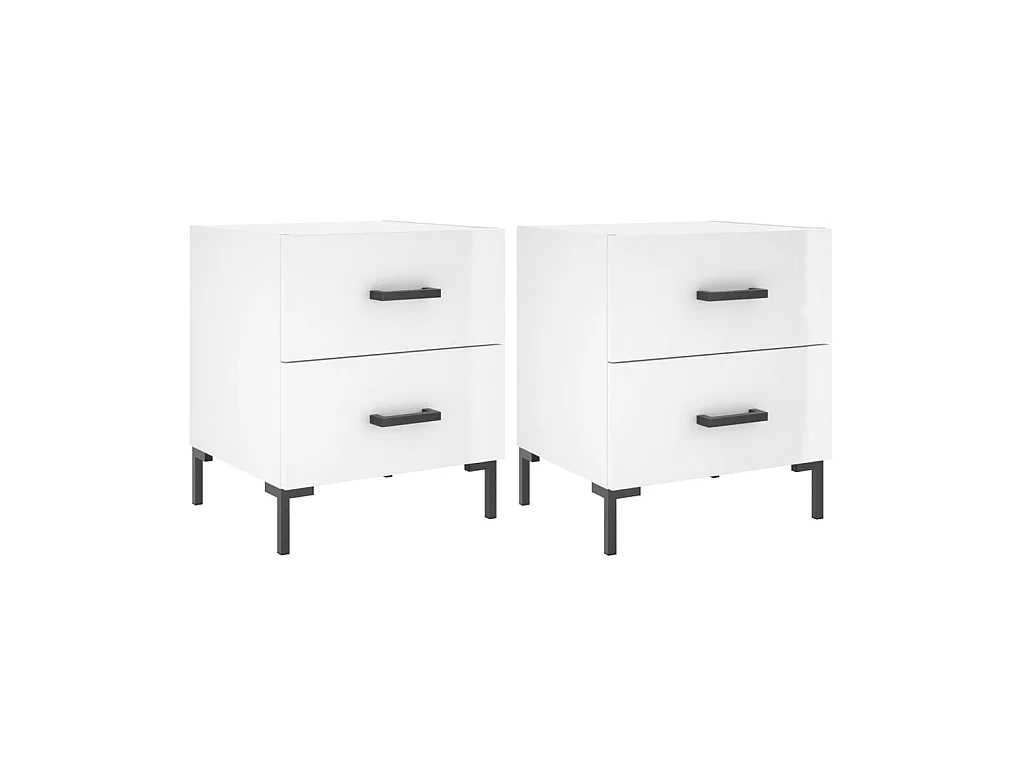 Tables de chevet 2 pcs blanc brillant 40x35x47,5 cm