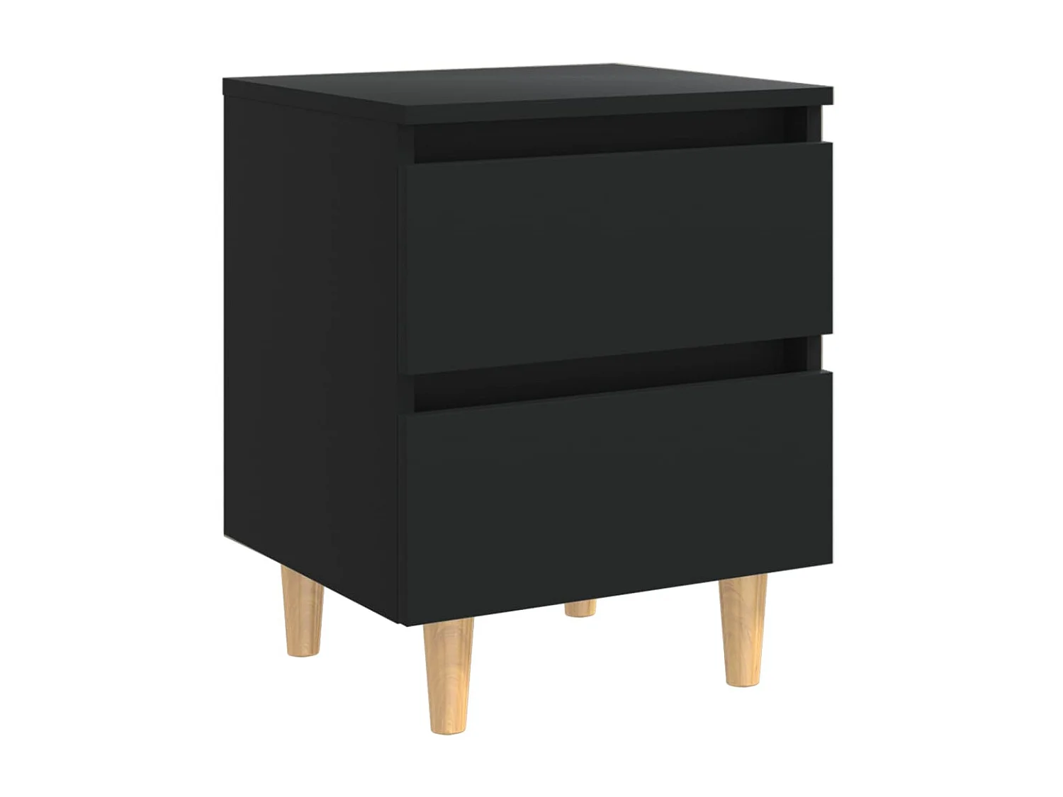 Tables de chevet avec pieds en pin 2 pcs Noir 40x35x50 cm