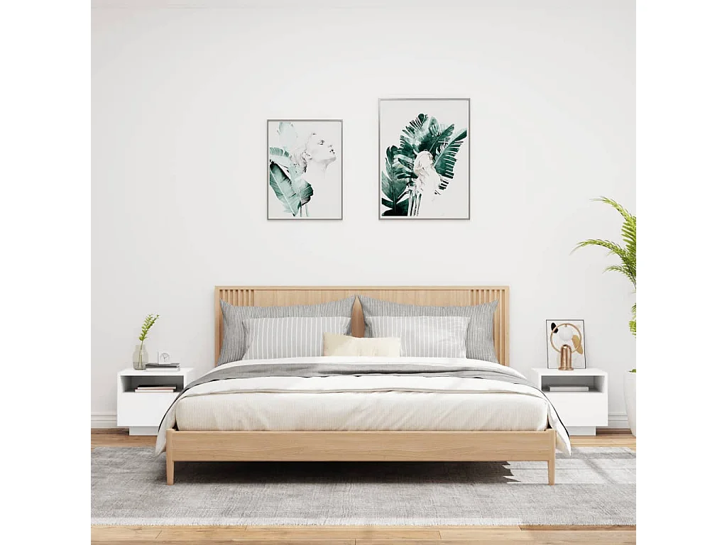 Mesitas de noche con luces LED 2 piezas blanco 40x39x37 cm