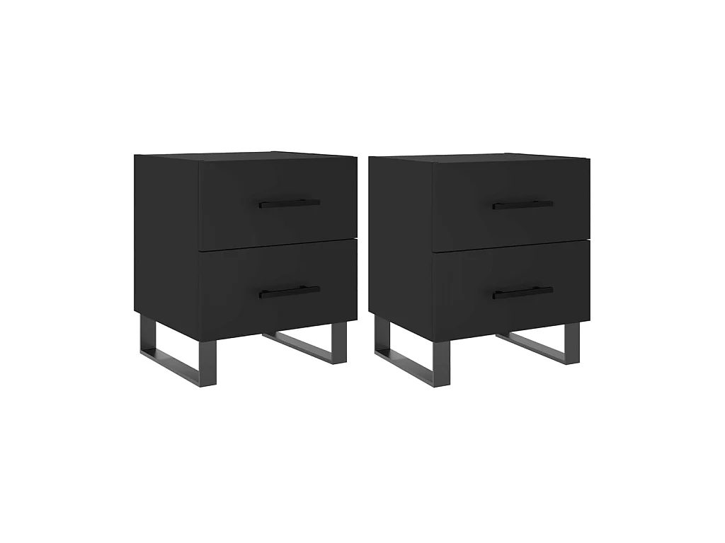 Tables de chevet 2 pcs noir 40x35x47,5 cm bois d’ingénierie