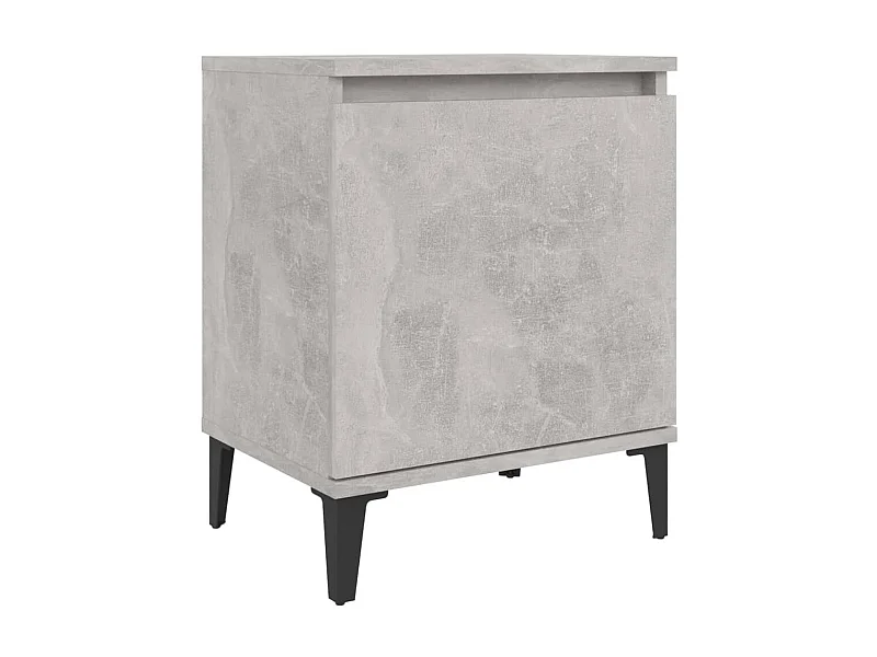 Mesa de cabeceira com pés de metal cinza concreto 40x30x50 cm