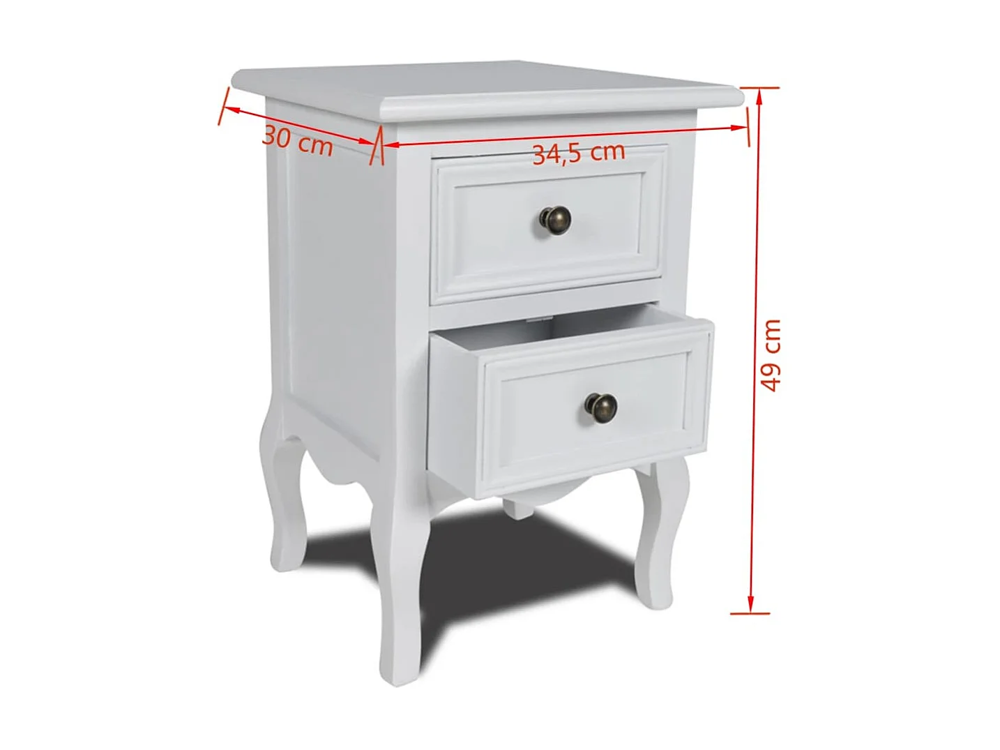 Comodino 2 pezzi con 2 cassetti MDF bianco