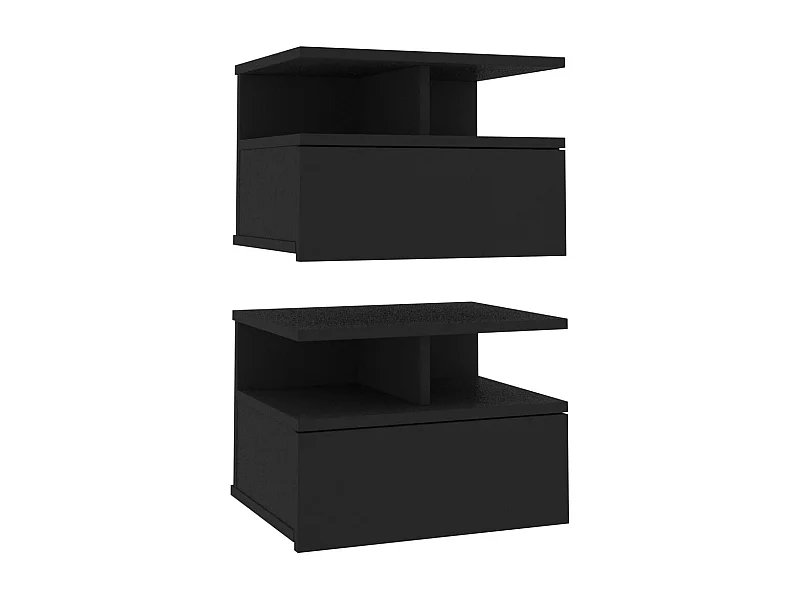 Comodini sospesi 2 pz Nero 40x31x27 cm Truciolato
