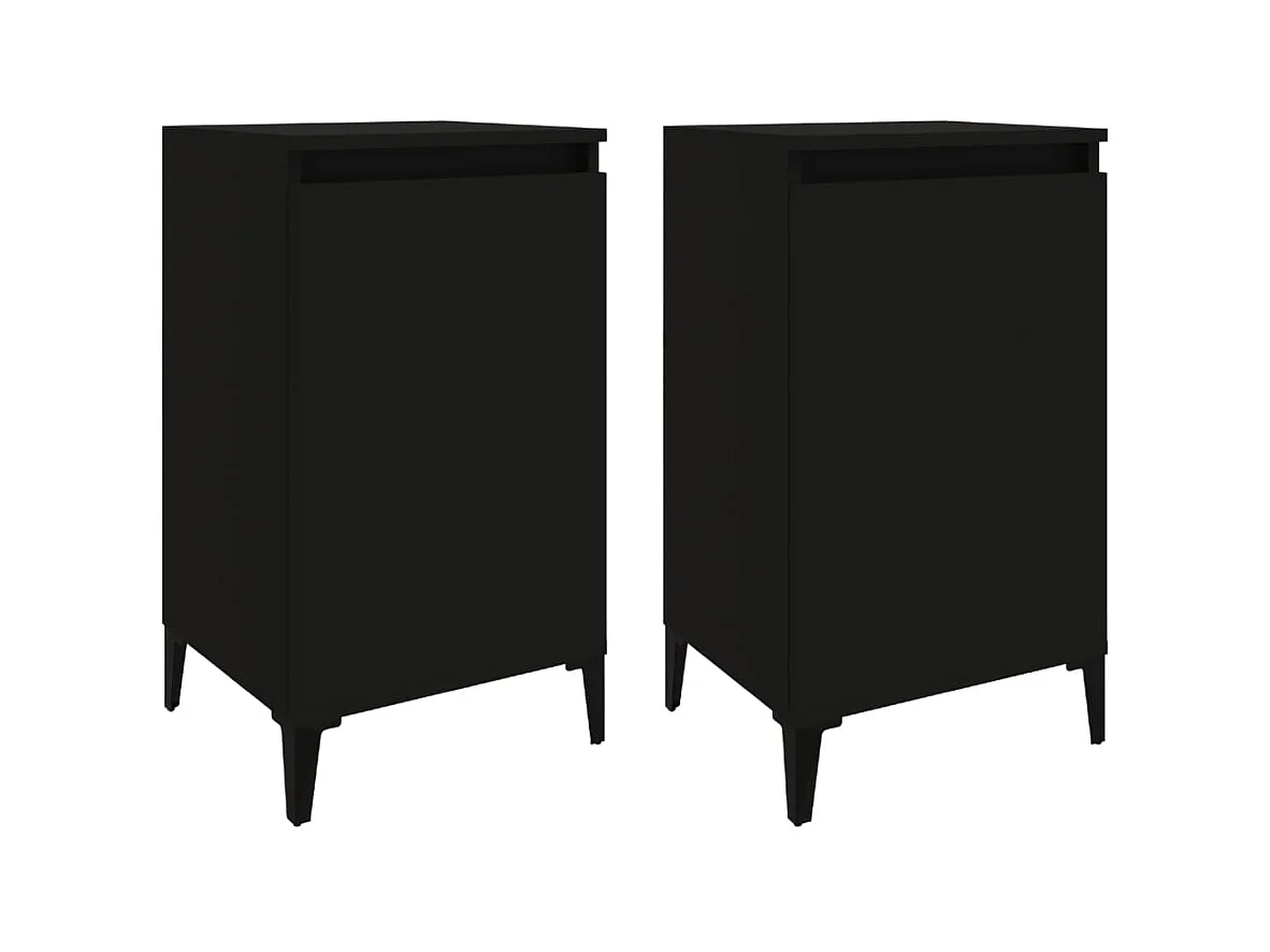 Tables de chevet 2 pcs noir 40x35x70 cm bois d'ingénierie