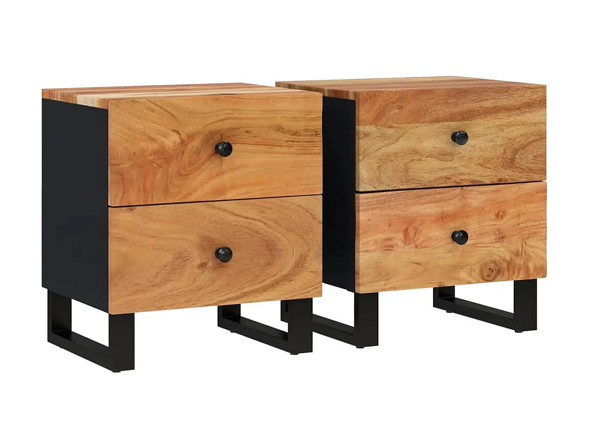 Nachttische 2 Stück 40x33x46 cm Massives Akazienholz