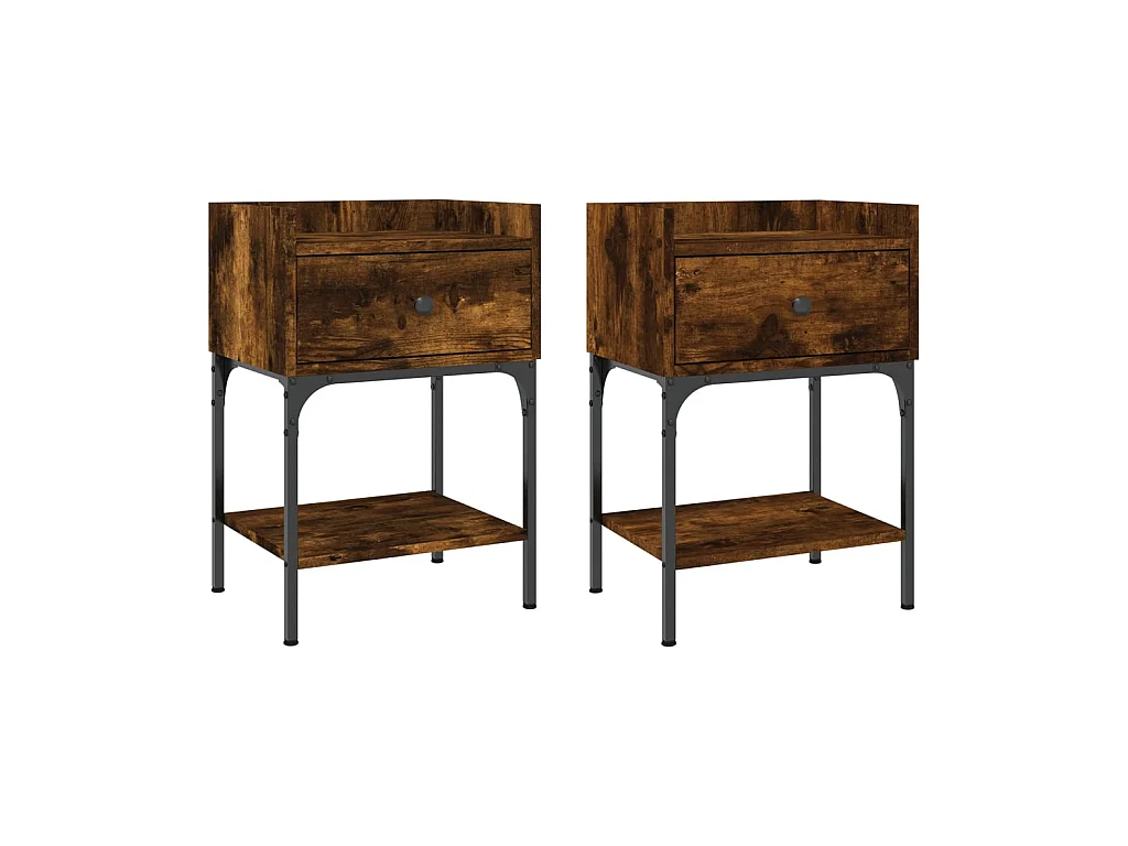 Tables de chevet 2pcs chêne fumé 40,5x31x60cm bois d’ingénierie