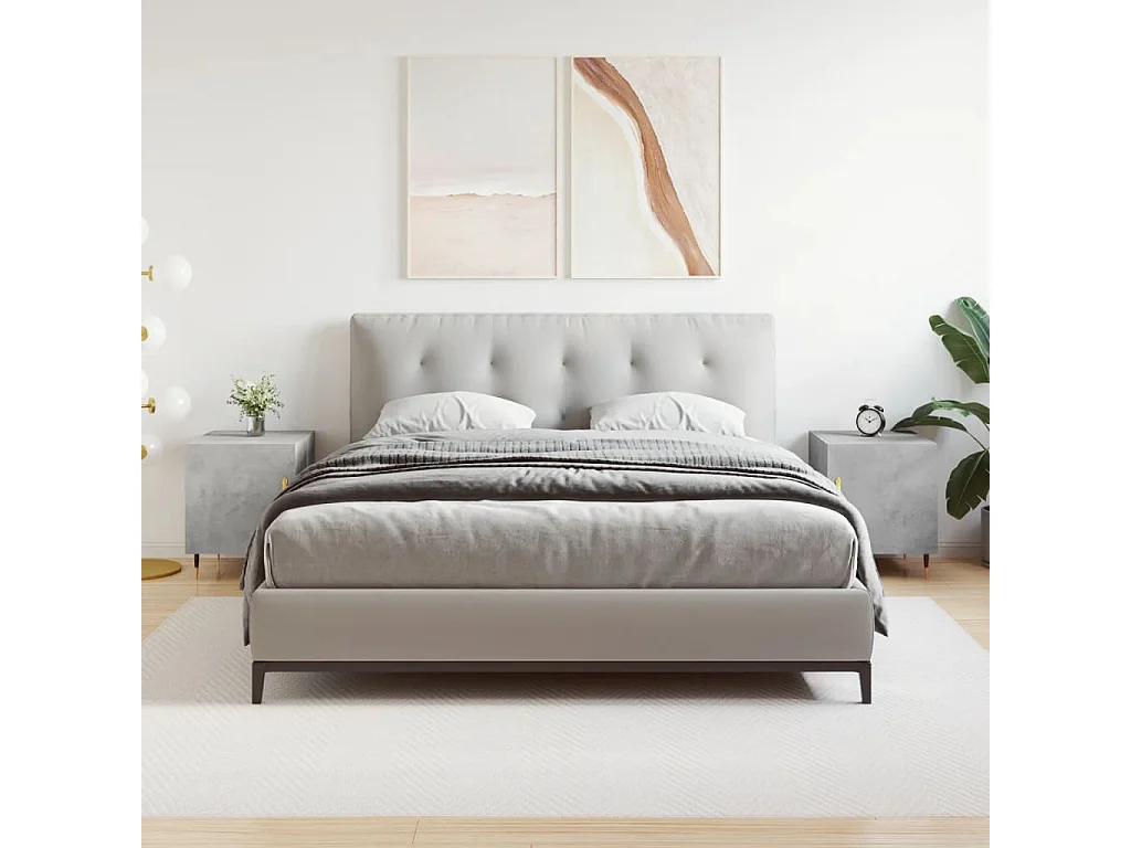 Comodini 2 pezzi grigio cemento 40x40x50 cm in multistrato