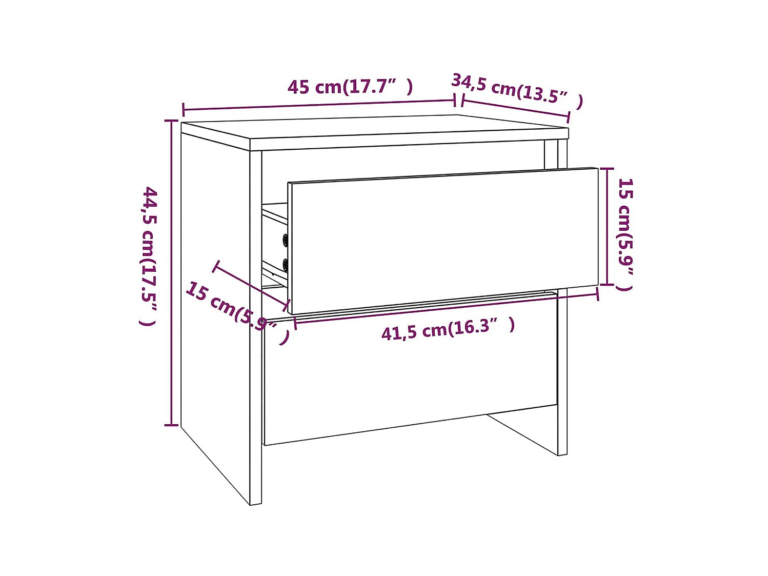 Table de chevet Chêne sonoma 45x34,5x44,5 cm Aggloméré