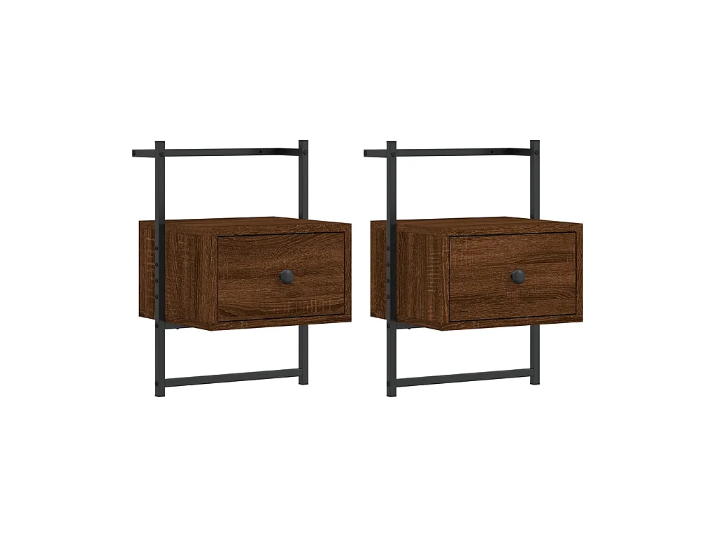 Table de chevet murale 2 pcs chêne marron 35x30x51 cm