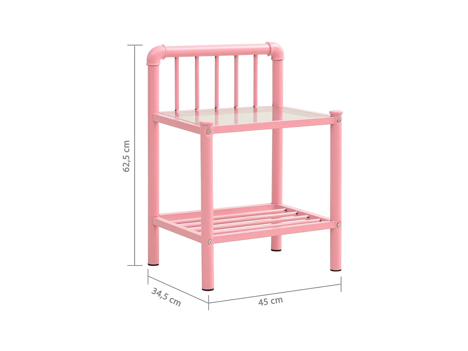 Tables de chevet 2 pcs Rose et transparent Métal et verre