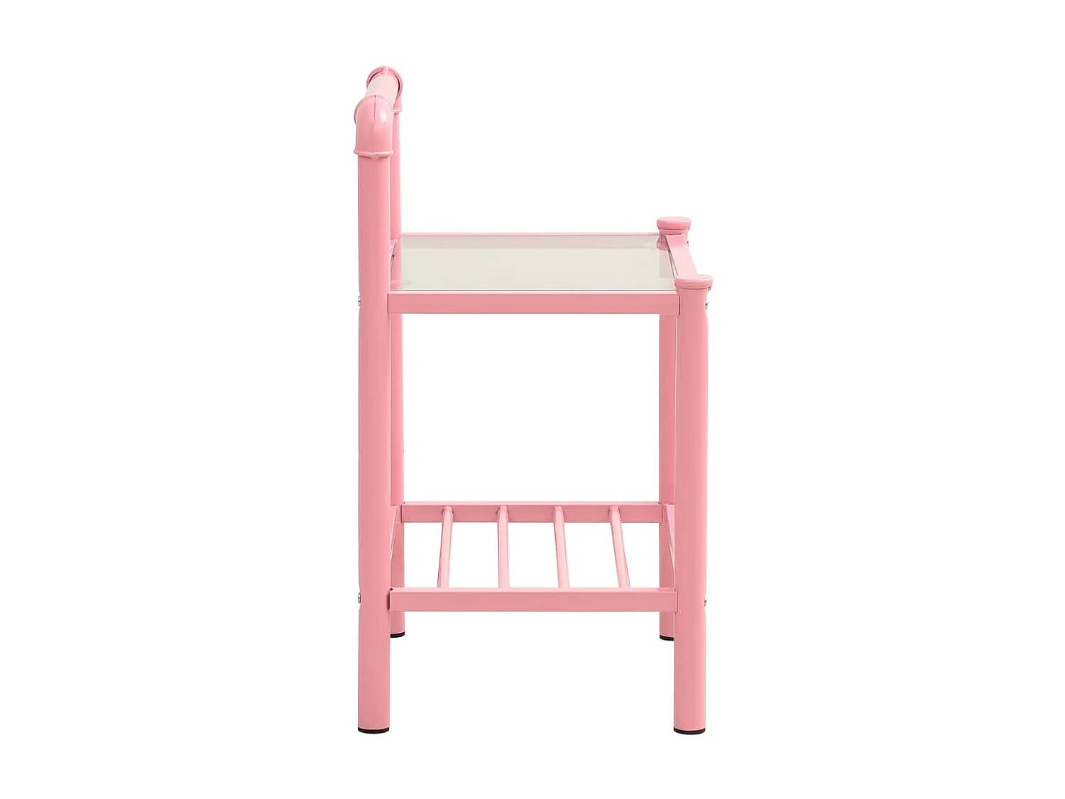 Nachtkastjes 2 stuks Roze en transparant Metaal en glas