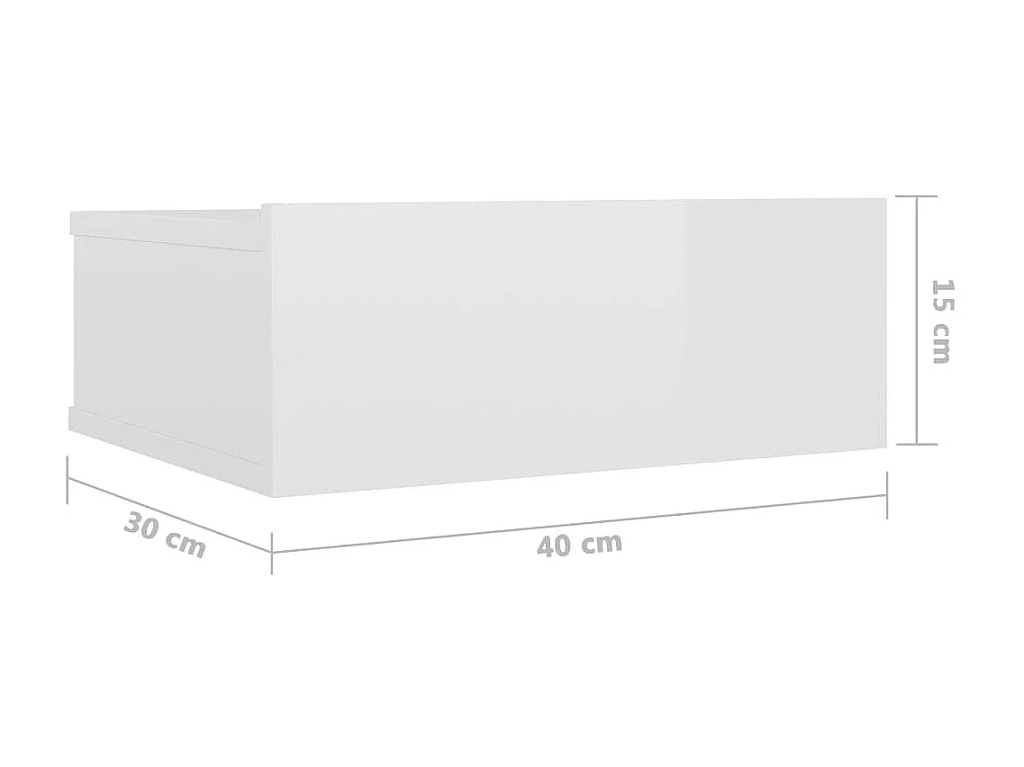 Comodini sospesi 2 pz Bianco lucido 40x30x15 cm