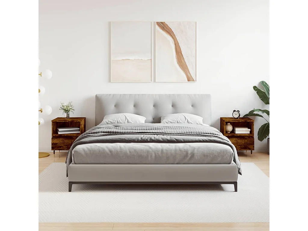 Tables de chevet 2 pcs chêne fumé 40x35x50 cm bois ingénierie