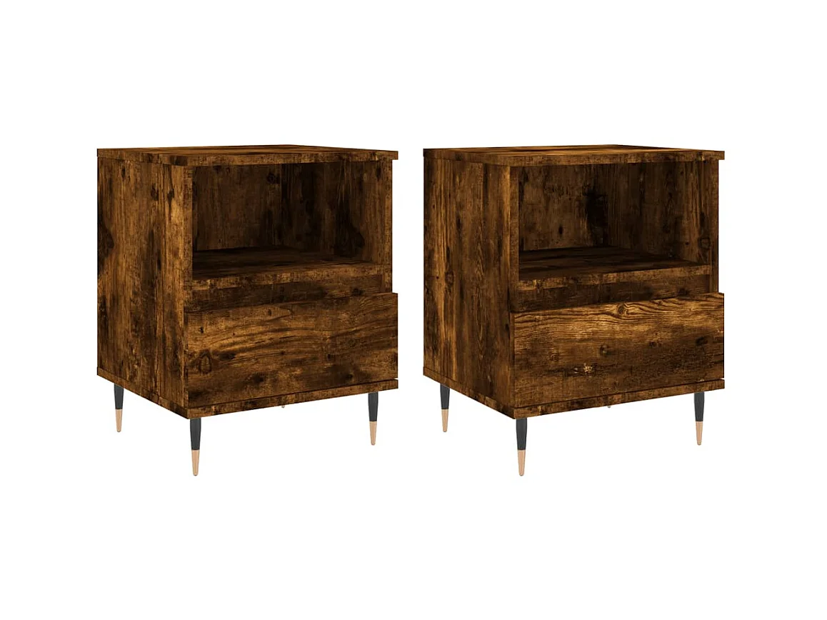 Tables de chevet 2 pcs chêne fumé 40x35x50 cm bois ingénierie