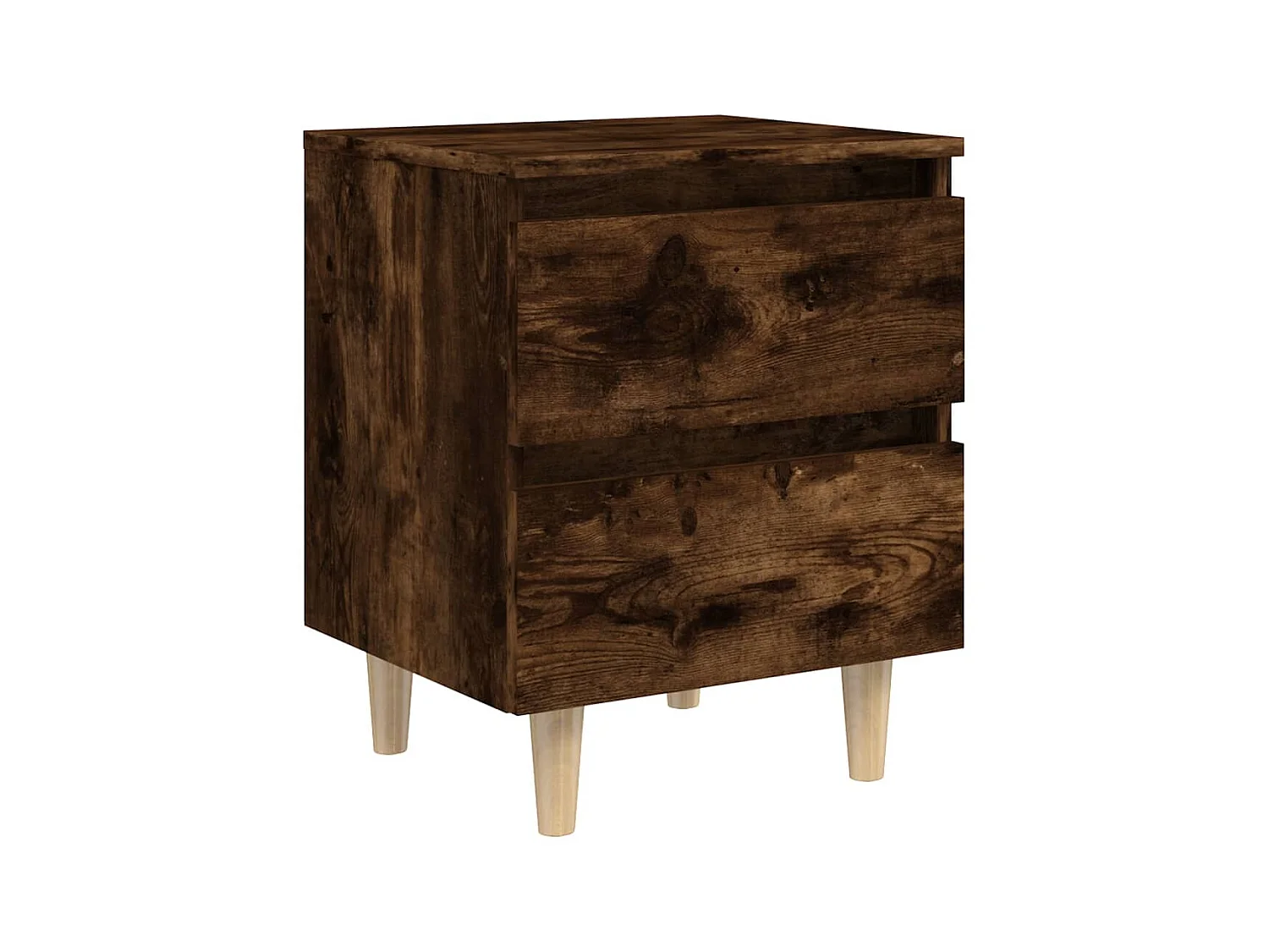 Table de chevet avec pieds en bois Chêne fumé 40x35x50 cm