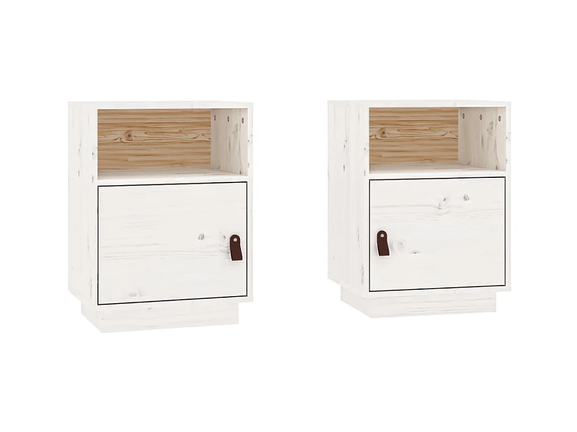 Nachtkastjes 2 stuks Wit 40x34x55 cm Massief grenenhout