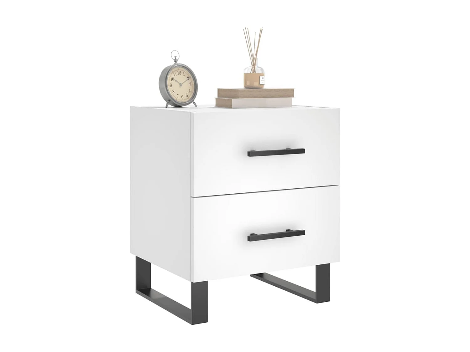 Mesita de noche blanca 40x35x47,5 cm de madera contrachapada