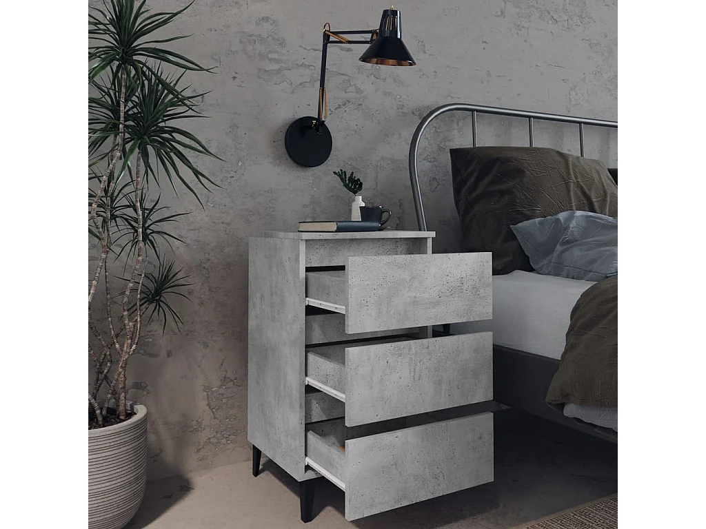 Tables de chevet pieds en métal 2 pcs Gris béton 40x35x69 cm