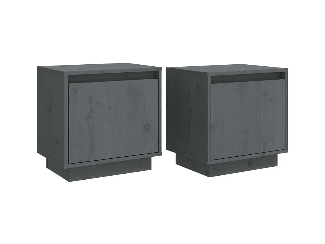 Nachtkastjes 2 stuks Grijs 40x30x40 cm Massief grenenhout