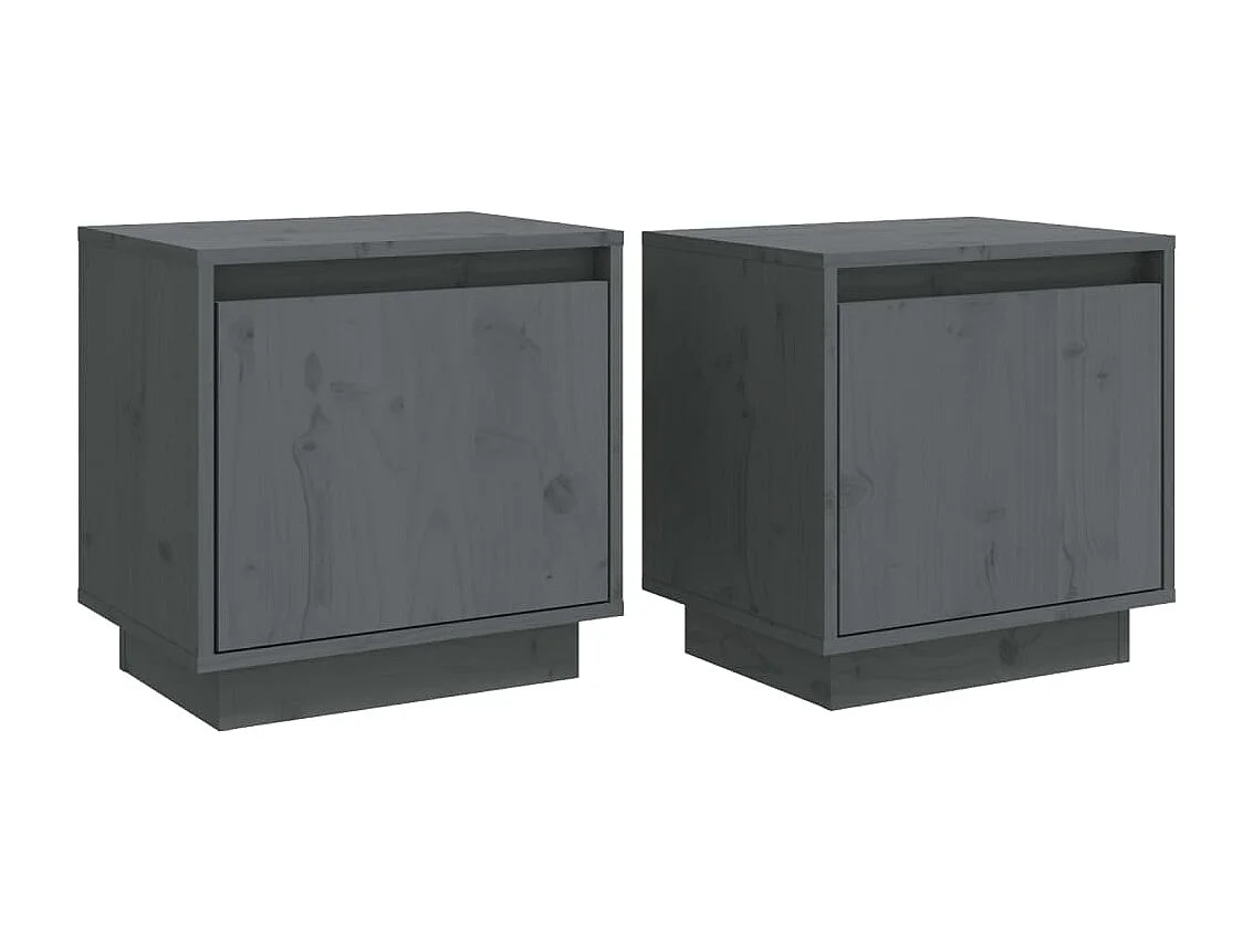 Nachtkastjes 2 stuks Grijs 40x30x40 cm Massief grenenhout