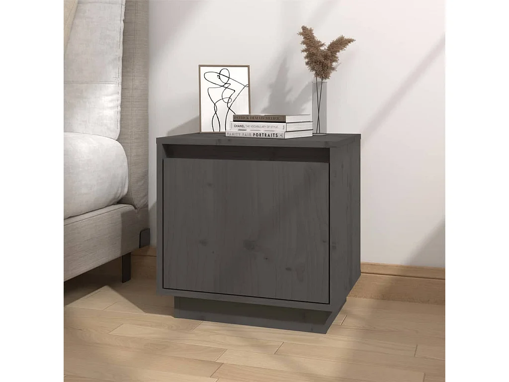 Nachtkastjes 2 stuks Grijs 40x30x40 cm Massief grenenhout