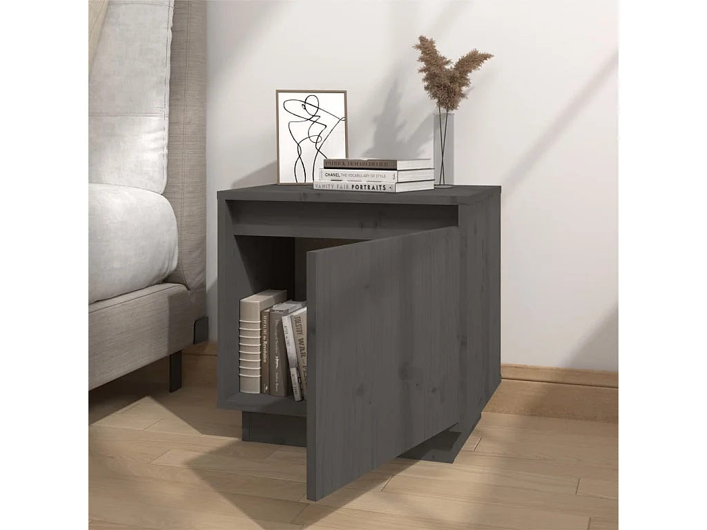 Nachtkastjes 2 stuks Grijs 40x30x40 cm Massief grenenhout