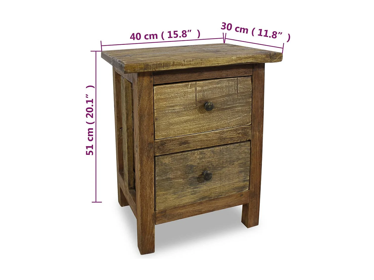 Nachttisch Massives Altholz 40 x 30 x 51 cm