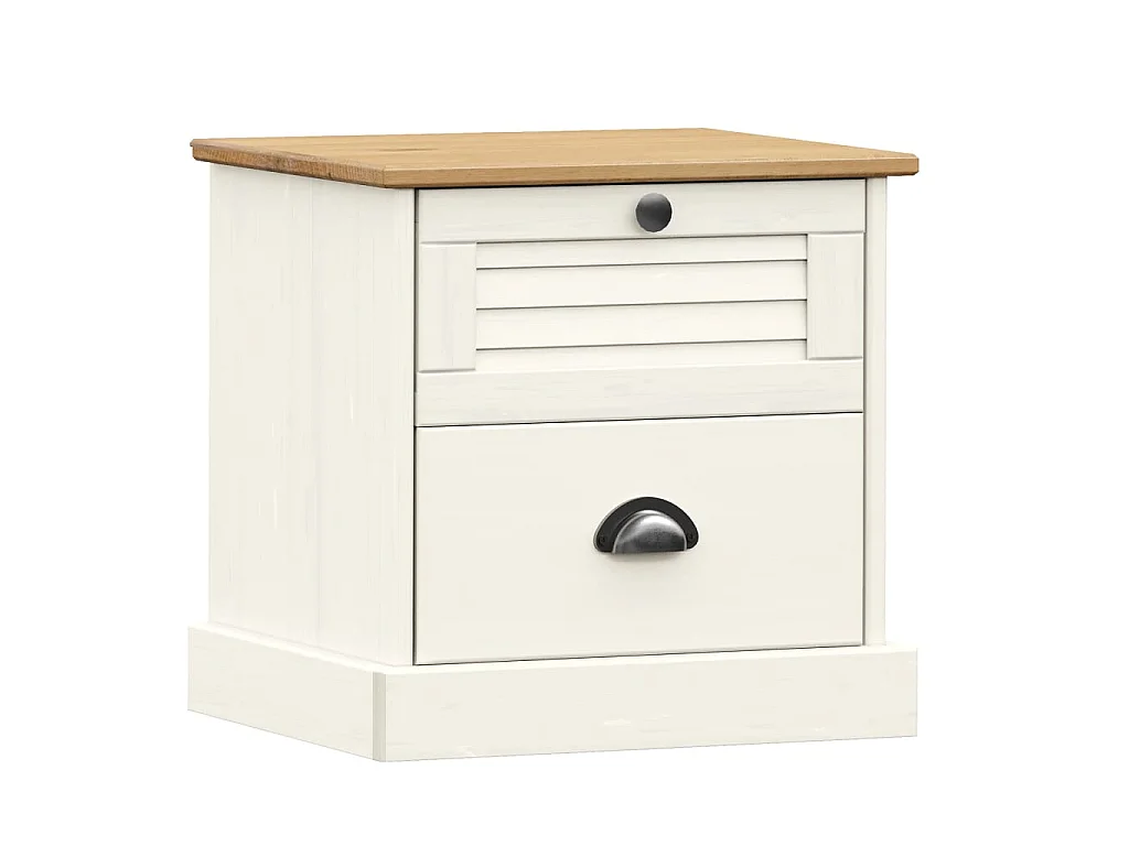 Table de chevet VIGO blanc 42x35x40 cm bois de pin massif