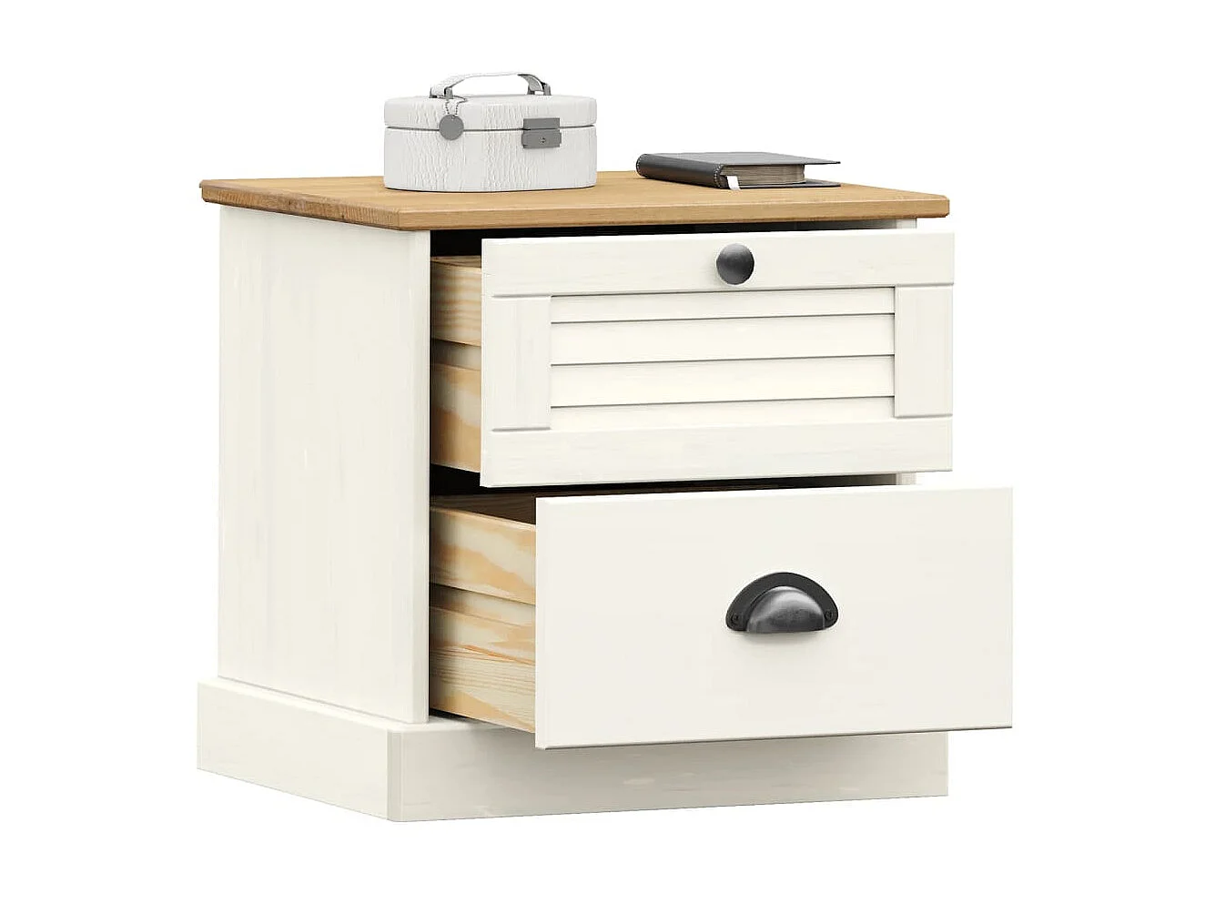 Table de chevet VIGO blanc 42x35x40 cm bois de pin massif