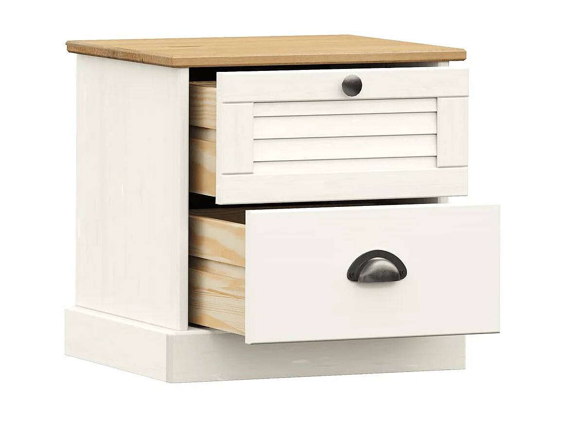 Table de chevet VIGO blanc 42x35x40 cm bois de pin massif