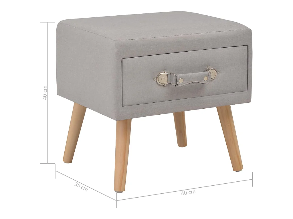 Table de chevet Gris 40x35x40 cm Tissu