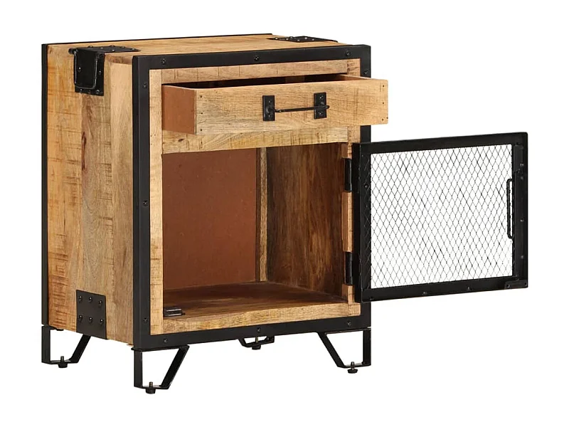 Table de chevet 43x30x51 cm Bois de manguier massif brut